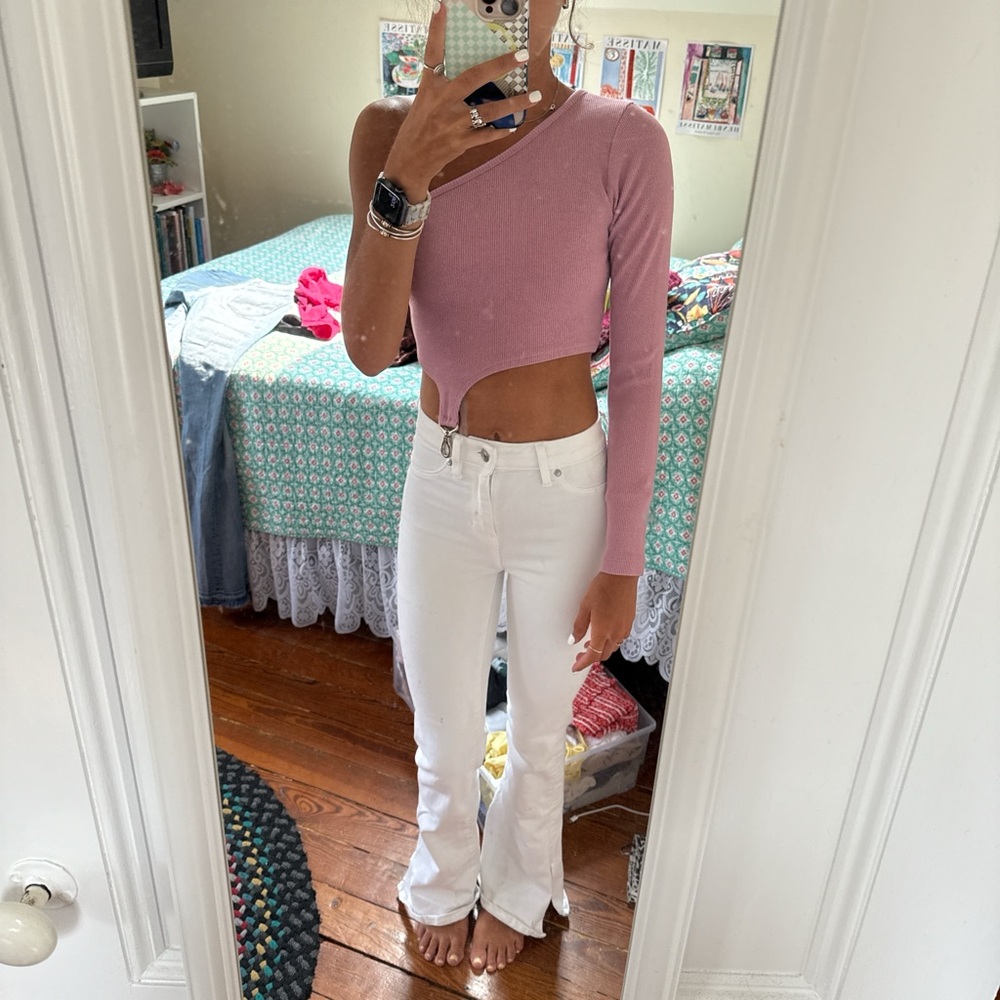 Urban Outfitters Pink One-Shoulder Crop Top